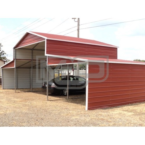 Metal Barn | Boxed Eave Roof | 42W x 21L x 12H | Raised Center